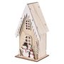 LED decoration, wooden – house with snowmen, 28.5 cm, 2x AA, indoor, warm white, timer, EMOS DCWW18 8592920098646