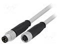 Cable: for sensors/automation; M8 male,M8 female; PIN: 4; plug HARTING 21348081481005