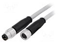 Cable: for sensors/automation; M8 male,M8 female; PIN: 3; plug; 2m HARTING 21348081380020