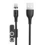 Foneng X62 Magnetic 3in1 USB to USB-C / Lightning / Micro USB Cable, 2.4A, 1m (Black), Foneng X62 3 in 1 / Black