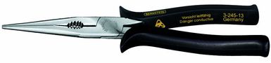 Telephone pliers, 200 mm, oval-pointed, with wire cutter, dissipative black handguards 3-245-13