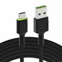 Cable USB - USB-C Green Cell GC Ray, 120cm, green LED, with Ultra Charge, QC 3.0, Green Cell KABGC06