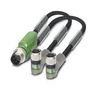 SENSOR CORD, 3P M12 PLUG-2X M8 R/A RCPT 1671425