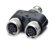 SENSOR SPLITTER, 8P M12 PLUG-2X5P RCPT SAC-8PY-M/2XF BK 1-PSR