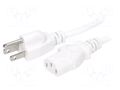 Cable; 3x18AWG; IEC C13 female,NEMA 5-15 (B) plug; PVC; 3m; white LIAN DUNG SN22-3/18/3WH