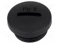 Stopper; PG9; polyamide; black; H: 10.4mm; Øout: 18.7mm KSS WIRING PSP-9