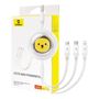 Charging Cable 3w1 Baseus USB to USB-C, USB-M, Lightning 3,5A, 1,1m (White), Baseus P10362900211-00