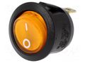 ROCKER; SPST; Pos: 2; ON-OFF; 10A/250VAC; yellow; neon lamp; 230V SCI R13112B02BY2N2
