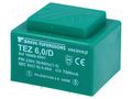Transformer: encapsulated; 6VA; 230VAC; 9V; 666.6mA; PCB; IP00; TEZ BREVE TUFVASSONS TEZ6/D/9V