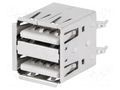 Connector: USB A; socket; THT; straight; double NINIGI USBA-2GV