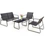 Black Forest Garden Furniture Set, Texteline Two Chairs + Lounger + Folding Table Black, EXTRALINK L-0358 5907207224442