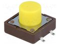 Microswitch TACT; SPST-NO; Pos: 2; 0.05A/12VDC; SMT; none; 5.2N DIPTRONICS DTSM-25Y-V-B
