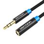 Cable Audio Braided 3.5mm male-female Vention VAB-B06-B200-M 2m Black, Vention VAB-B06-B200-M