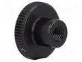 Knob; Ø: 16mm; Int.thread: M4; H: 9.5mm; steel; DIN 466; knurled ELESA+GANTER DIN466-M4