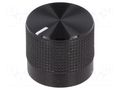 Knob; with pointer; Øshaft: 6mm; Ø20mm; black; Shaft: knurled CLIFF KM20B