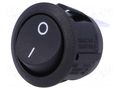 ROCKER; SPST; Pos: 2; OFF-(ON); 10A/250VAC; black; none; R13-112-AC SCI R13112F02BB2