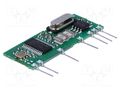 Module: RF; AM receiver; AM,ASK; 433.92MHz; -113dBm; 3VDC; 7.5mA AUREL RX-4MM3++/F