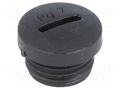 Stopper; PG7; polyamide; black; H: 10mm; Øout: 14.8mm KSS WIRING PSP-7