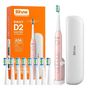 Sonic toothbrush with tips set, holder and case D2 (pink), Bitvae D2Pink+holder+case