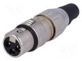 Connector: XLR; plug; female; 15A; 50V; PIN: 3; straight; for cable DELTRON 700-0300