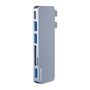 Hub 6w2 RayCue 2x USB-C do Thunderbolt 3 + 3x USB-A 3.0 5Gbps + SD/TF 2.0 (szary), RayCue HYD-RC3601