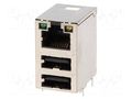 Connector: RJ45 + USB A; socket; THT; PIN: 8; angled; 8p8c BEL FUSE C893-1AX1-E1
