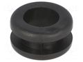 Grommet; Ømount.hole: 12mm; Øhole: 10mm; PVC; black; -30÷60°C HELLERMANNTYTON HV1204