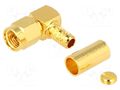 Connector: SMA; plug; male; angled 90°; 50Ω; crimped; for cable AMPHENOL RF SMA1112A63G150
