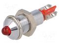 Indicator: LED; prominent; red; 12÷14VDC; Ø6.2mm; IP40; metal SIGNAL-CONSTRUCT SMQD06002