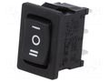 ROCKER; SP3T; Pos: 3; (ON)-OFF-(ON); 10A/250VAC; black; none; 50mΩ SCI RS1366IBB7