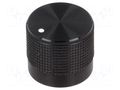 Knob; with pointer; Øshaft: 6mm; Ø20mm; black; Shaft: knurled CLIFF KM20BD