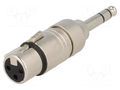 Adapter; Jack 6,3mm plug,XLR female; stereo; PIN: 3 NEUTRIK NTR-NA3FP