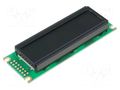 Display: LCD; alphanumeric; FSTN Negative; 16x2; black; LED; PIN: 14 RAYSTAR OPTRONICS RC1602D-TIY-ESX