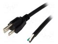 Cable; 3x16AWG; NEMA 5-15 (B) plug,wires; PVC; 5m; black; 13A; 125V LIAN DUNG S21-3/16/5BK