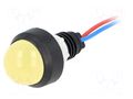 Indicator: LED; prominent; yellow; 12VDC; 12VAC; Ø13mm; IP40; cables POLAM-ELTA LY-D20-12AC/DC