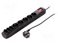 Plug socket strip: protective; Sockets: 8; 250VAC; 10A; black ARMAC ARC8/30/CZ