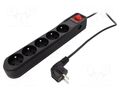 Plug socket strip: protective; Sockets: 5; 250VAC; 10A; black ARMAC ARC5/30/CZ
