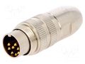 Connector: M16; plug; male; PIN: 8; 5A; 60V; soldering; for cable LUMBERG 0332-08-1