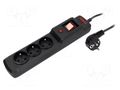 Plug socket strip: protective; Sockets: 3; 250VAC; 10A; black ARMAC M3/15/CZ