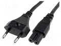 Cable; 2x0.75mm2; CEE 7/16 (C) plug,IEC C7 female; PVC; 5m; black LIAN DUNG SN14-2/07/5BK