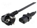 Cable; 3x1mm2; CEE 7/7 (E/F) plug angled,IEC C13 female; PVC LIAN DUNG SN311-3/10/10BK