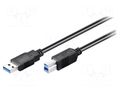 Cable; USB 3.0; USB A plug,USB B plug; 0.5m; black Goobay USB3.0-AB/0.5