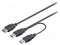 Cable; USB 3.0; USB A socket,USB A plug x2; 0.3m; black; 5Gbps Goobay USB3.0Y/0.3