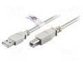 Cable; High Speed,USB 2.0; USB A plug,USB B plug; 5m; grey; PVC GOOBAY USB-AB-UL/5