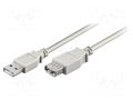 Cable; High Speed,USB 2.0; USB A socket,USB A plug; 5m; grey Goobay USB-EXT/5