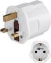 Travel Adapter Europe to UK, white - for connecting devices from Europe (Type F) to sockets in the UK (Type G) 45353