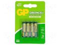 Battery: zinc-carbon; AAA,R3; 1.5V; non-rechargeable; 4pcs. GP BAT-R03/GP-B4