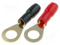 Terminal: ring; insulated; red and black; gold-plated; 4mm2; M8 4CARMEDIA TERMINAL-RING-12G