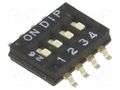 Switch: DIP-SWITCH; Poles number: 4; ON-OFF; 0.1A/50VDC; Pos: 2; SMT CANAL ELECTRONIC NHDS04