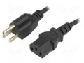 Cable; 3x18AWG; IEC C13 female,NEMA 5-15 (B) plug; PVC; 1.8m ESPE KAB-USA-P3-1.8-BK